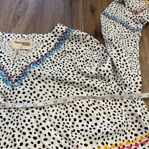 Savanna Jane Blouse Women 2XL Embroidered Polka Dot Bell Sleeve Shirt Top Boho - Picture 9 of 11